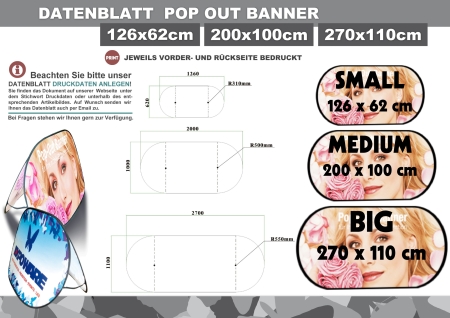 Pop-Out Banner Big (Breite 270 cm) inkl. Stoffdruck