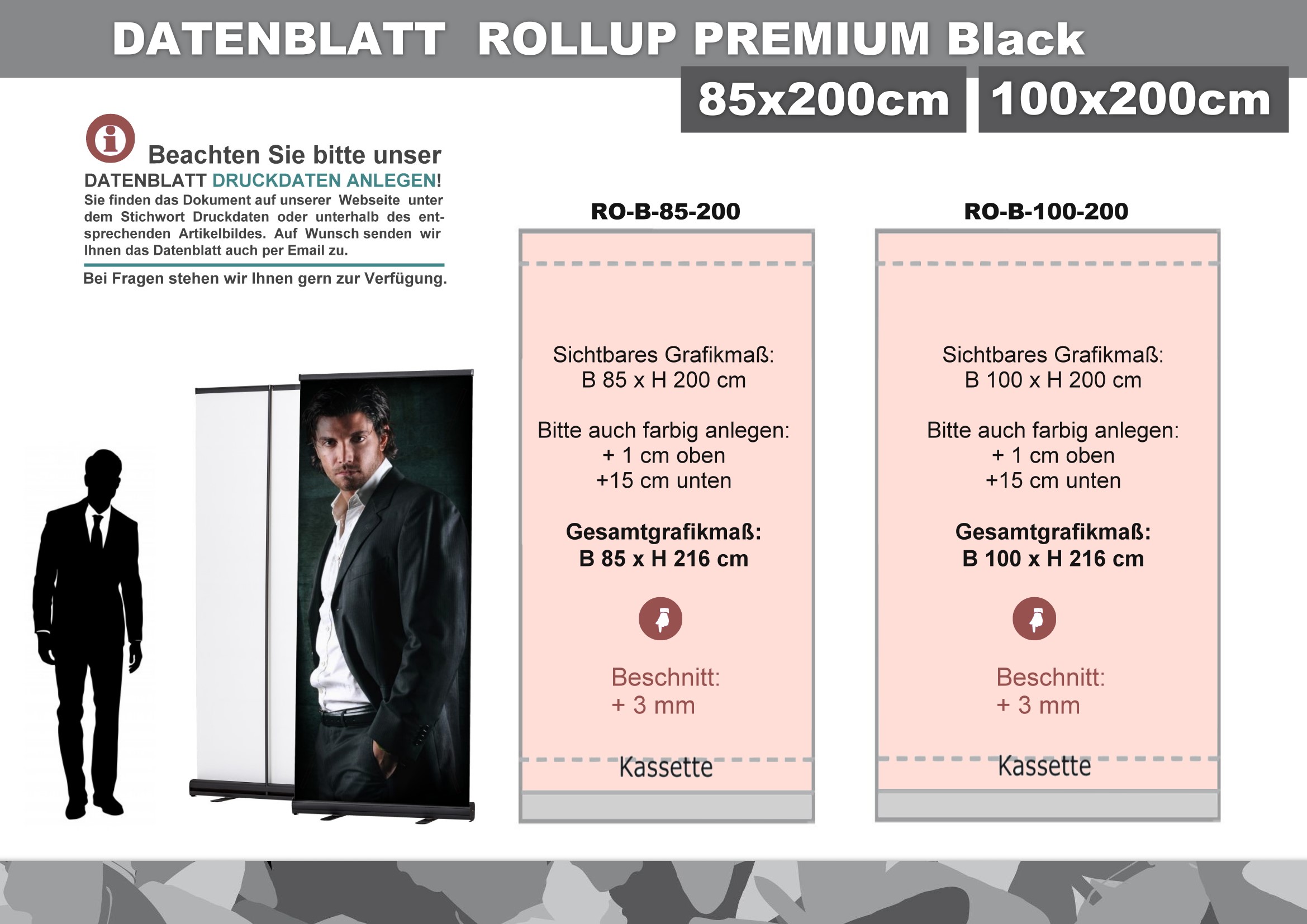 Kassette Premium Rollup System Tasche Druck 85x200 cm 