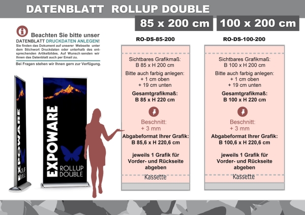 Double Rollup ohne Druck 85 x 200 cm